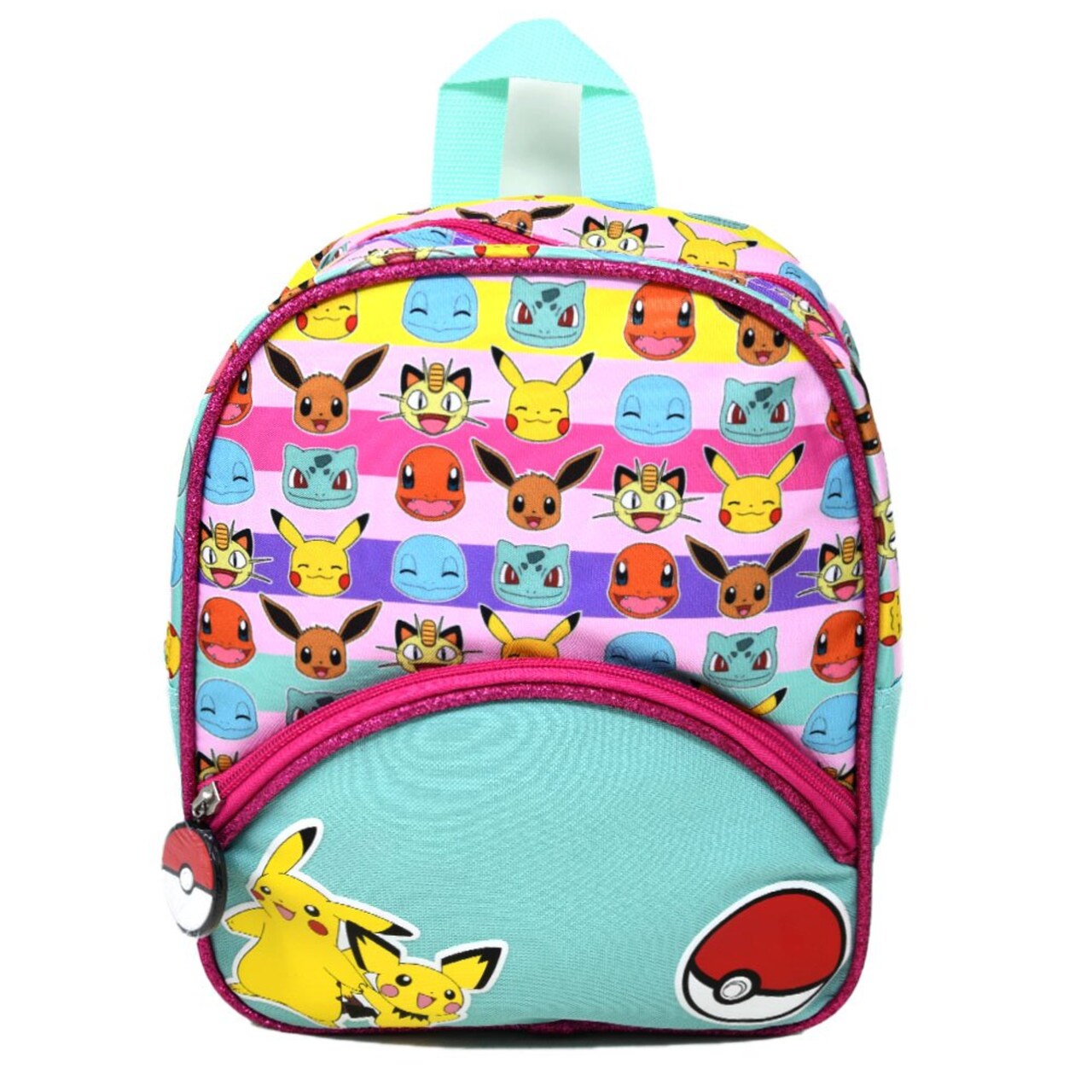 Pokemon Mini Backpack 11" with Glitter Trimming and Small Front Pocket